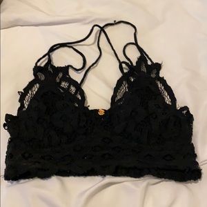 Free people adella lace bralette in black